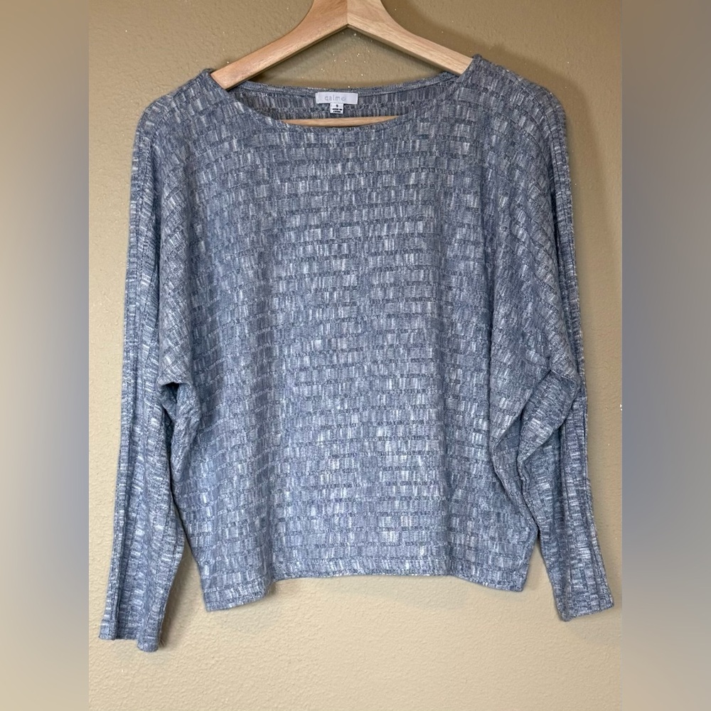 *Set* Calme By Johnny Was Heather Blue Ribbed Lounge Size Small - Picture 3 of 9
